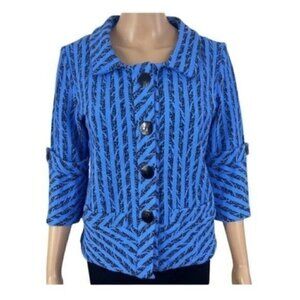 Andria Lieu Collection blazer button down size small blue black textured